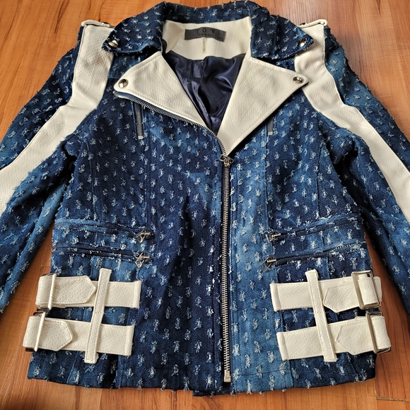 TOV Holy G Retro Denim Faux Snakeskin Leather Jacket - Picture 2 of 11